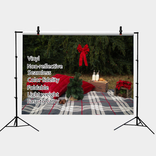 Christmas Family Theme Yellow Xmas balls Backdrop Winter Pine Tree Background