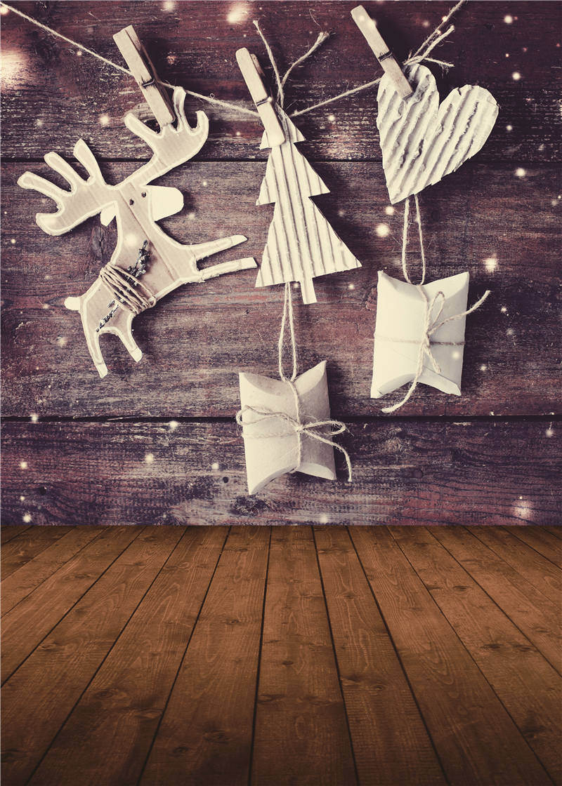 Baby Backdrops Christmas Trees Vinyl Wooden Floor Photography Background 5x7FT