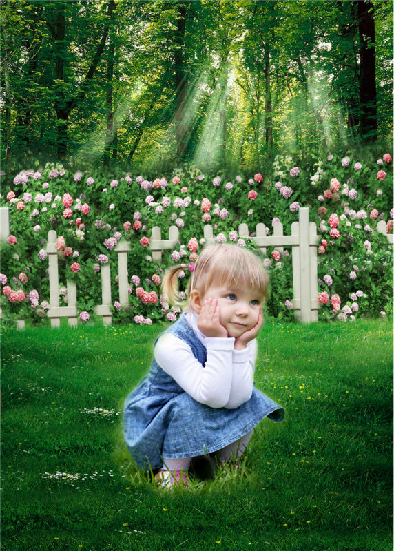 Photography Backdrop Photo Studio Props Grass Fence Background Vinyl 5x7FT GQ473