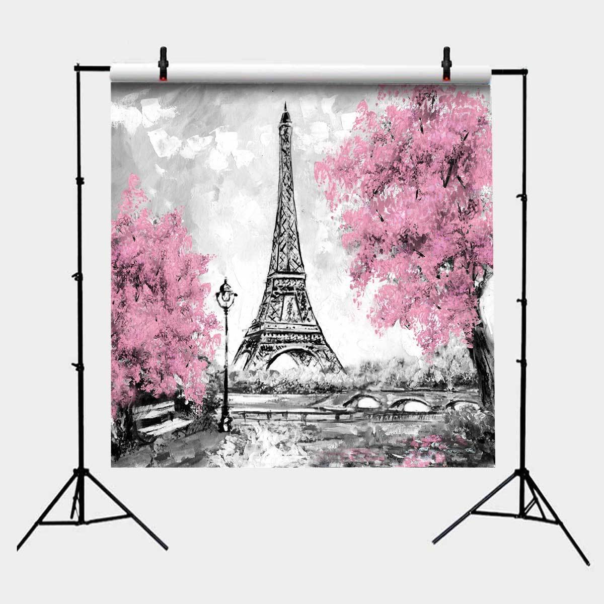 Eiffel Tower Flower Photo Backdrops Vinyl Background For Baby Photography 6x6ft