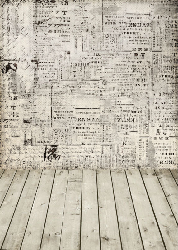 Photo Background Vinyl Wooden Floor Newspaper Photography Backdrops 5x7FT MS37