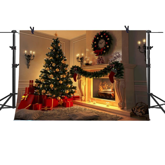 Christmas Photography Backdrop for Children Tree Wood Floor Wall Background
