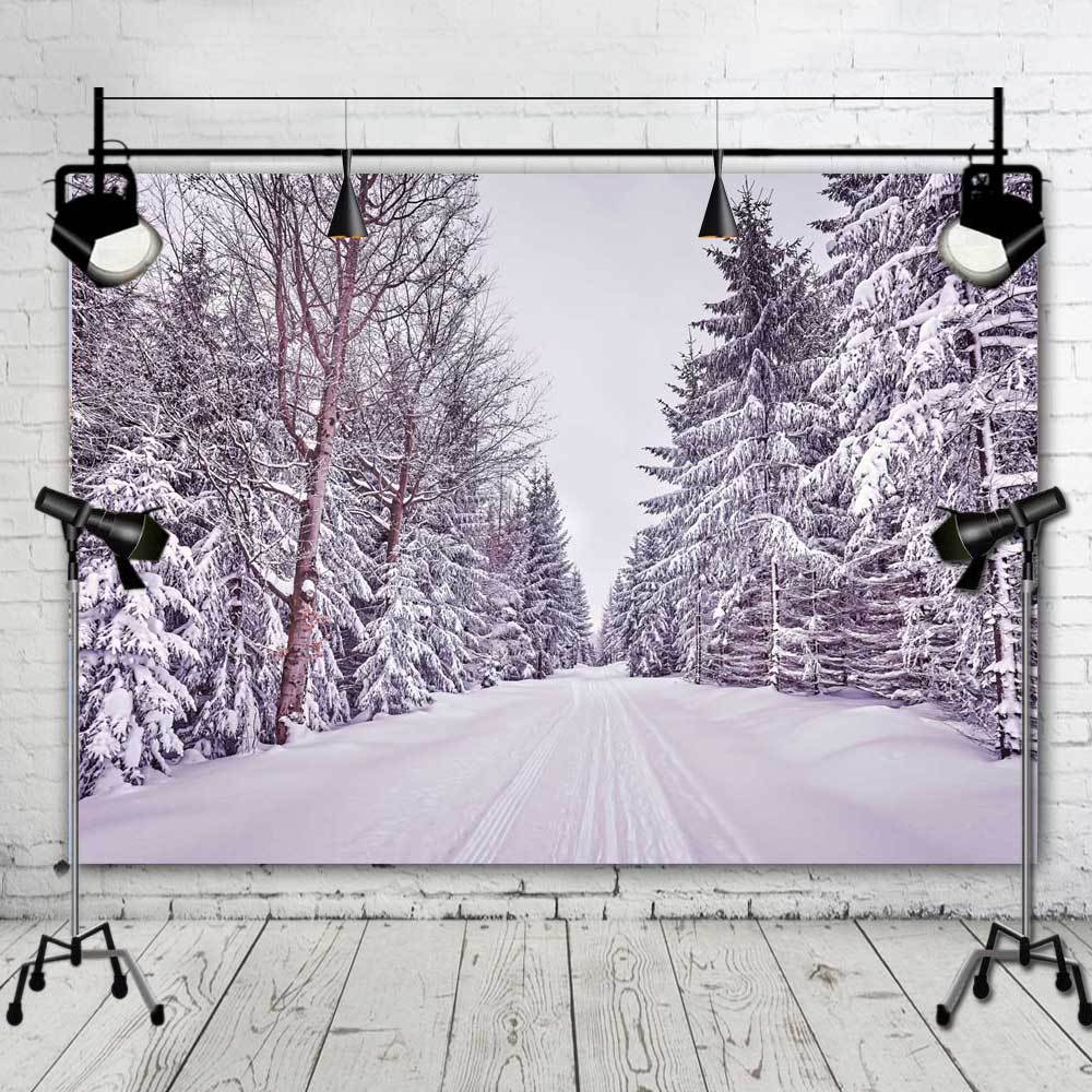 Winter Snow Backdrops Photo Studio Vinyl Tree Photography Props Background 7x5ft
