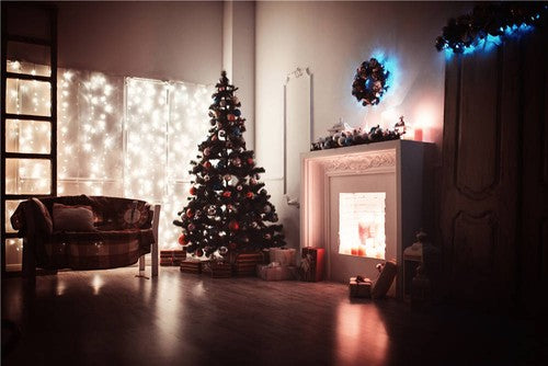 Sofa Photo Background Christmas Tree Photography Studio Vinyl Shiny Light Backdr