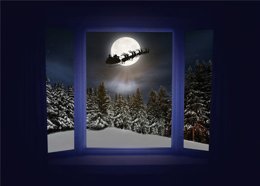 Christmas Backdrops for Photography  Winter Pine Tree Background Santa Claus Red