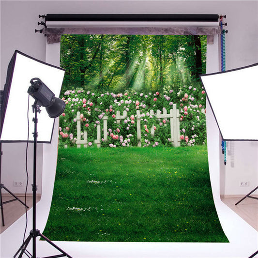 Photography Backdrop Photo Studio Props Grass Fence Background Vinyl 5x7FT GQ473