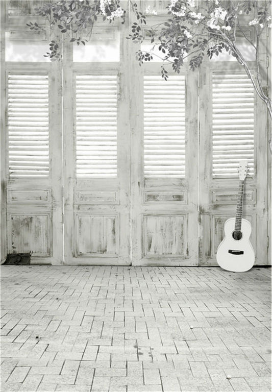 Brick Wall Background Studio Children Photography Backdrops Guitar Vinyl 5x7FT