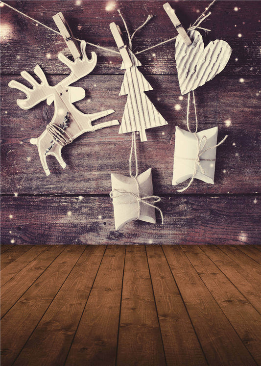 Baby Backdrops Christmas Trees Vinyl Wooden Floor Photography Background 5x7FT