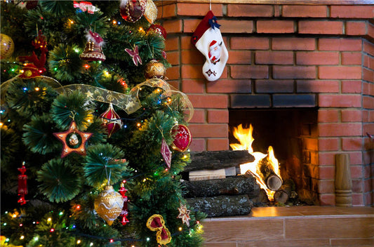KIDNIU Fireplace Vinyl Photo Studio Backdrops Christmas Photography Background f