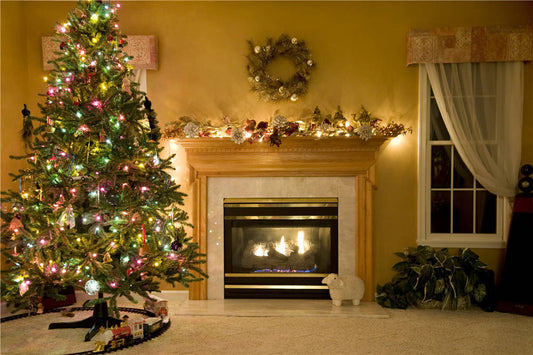KIDNIU Shiny Photography Background Christmas Tree Photo Props Studio Fireplace