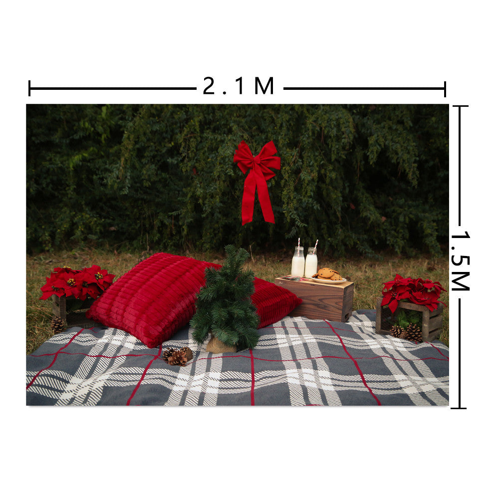 Christmas Family Theme Yellow Xmas balls Backdrop Winter Pine Tree Background