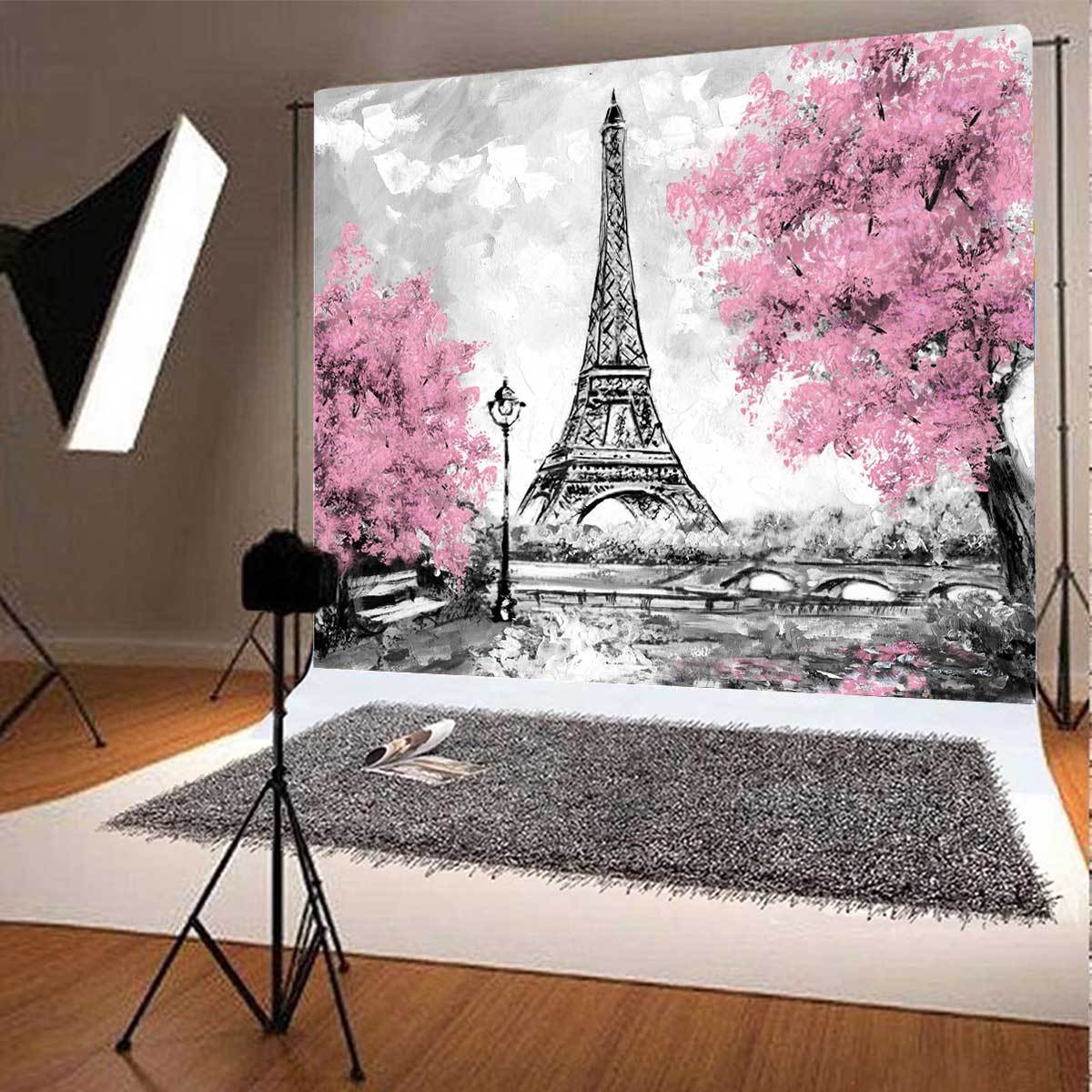 Eiffel Tower Flower Photo Backdrops Vinyl Background For Baby Photography 6x6ft