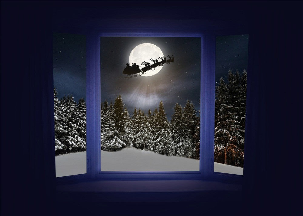 Christmas Backdrops for Photography  Winter Pine Tree Background Santa Claus Red