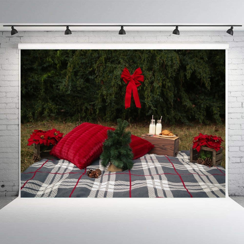 Christmas Family Theme Yellow Xmas balls Backdrop Winter Pine Tree Background