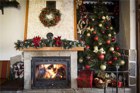 Fireplace Photography Backdrops Baby Photo Vinyl Christmas Flower Background Chr